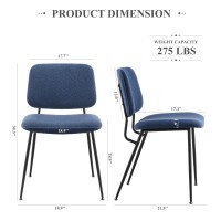 Colamy Modern Upholstered Fabric Dining Room Accent Diner Stylish Kitchen Chairs With Solid Metal Legs Set Of 6 Blue