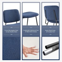 Colamy Modern Upholstered Fabric Dining Room Accent Diner Stylish Kitchen Chairs With Solid Metal Legs Set Of 6 Blue