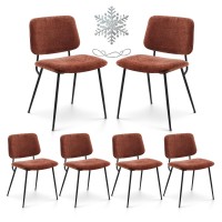 Colamy Modern Upholstered Fabric Dining Room Accent Diner Stylish Kitchen Chairs With Solid Metal Legs Set Of 6 Orange