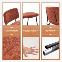 Colamy Modern Upholstered Fabric Dining Room Accent Diner Stylish Kitchen Chairs With Solid Metal Legs Set Of 6 Orange