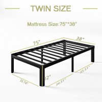 Keramik 16 Inch High Twin Bed Frames No Box Spring Needed Metal Bed Frame Twin Size With Round Edge Easy Assembly Heavy Duty