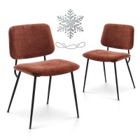 Colamy Modern Upholstered Fabric Dining Room Accent Diner Stylish Kitchen Chairs With Solid Metal Legs Set Of 2 Orange