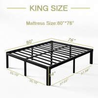 Keramik 18 Inch High King Size Bed Frame Metal Platform King Bed Frame No Box Spring Needed With Round Edge Easy Assembly Hea