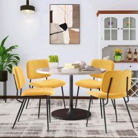 Colamy Modern Upholstered Fabric Dining Room Accent Diner Stylish Kitchen Chairs With Solid Metal Legs Set Of 4 Yellow