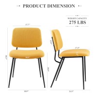 Colamy Modern Upholstered Fabric Dining Room Accent Diner Stylish Kitchen Chairs With Solid Metal Legs Set Of 4 Yellow