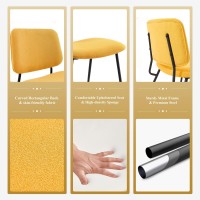 Colamy Modern Upholstered Fabric Dining Room Accent Diner Stylish Kitchen Chairs With Solid Metal Legs Set Of 4 Yellow