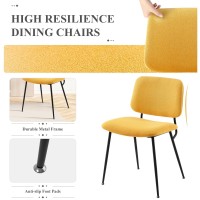 Colamy Modern Upholstered Fabric Dining Room Accent Diner Stylish Kitchen Chairs With Solid Metal Legs Set Of 4 Yellow