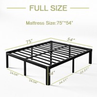 Keramik 14 Inch High Full Size Bed Frame No Box Spring Needed Full Bed Frame Metal With Round Edge Easy Assembly Heavy Duty