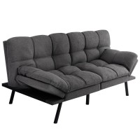 Newbulig Futon Sofa Bed Memory Foam Couch Sofabed, Grey Linen