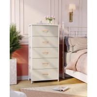 Crestlive Products Vertical Dresser Storage Tower Sturdy Steel Frame Wood Top Easy Pull Fabric Bins Wide Organizer Unit Fo