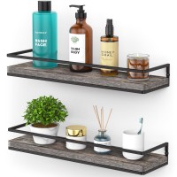 Meangood Floating Shelves Wall Mounted Set Of 2 Rustic Wood Wall Storage Shelves For Bedroom Living Room Bathroom Kitchen Pine