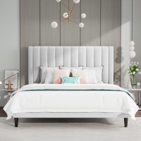 Sha Cerlin Queen Bed Framevelvet Upholstered Platform Bed Frame With Headboardstrong Wood Slats Supportmattress Foundationno