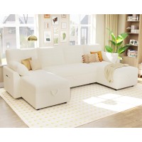 Vanacc Sleeper Sofa 110 Inch Oversize 2 In 1 Pull Out Bed Sectional Sleeper Sofa With Double Storage Chaise For Living Room