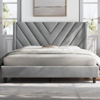 Yaheetech Full Bed Frame Upholstered Platform Bed With Wing Side Tufted Headboardsturdy Wooden Slat Supportno Box Spring Neede