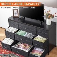 Enhomee Dresser Tv Stand With 9 Drawers For 60 Tv Stand For Bedroom Long Dresser For Bedroom Wide Dressers Chests Of Drawers