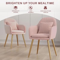 Ifast Velvet Dining Chairs Set Of 2 Upholstered Accent Chairs Side Chair With Metal Legs For Living Room,Dining Room, Bedroom, Kitchen, Restaurant,Pink