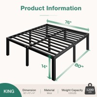 Novilla King Size Bed Frame 14 Inch Metal Platform Bed Frame King Size With Storage Space Under Bed Heavy Duty Steel Slat Supp