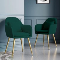 Ifast Velvet Dining Chairs Set Of 2 Upholstered Accent Chairs Side Chair With Metal Legs For Living Room,Dining Room, Bedroom, Kitchen, Restaurant,Green