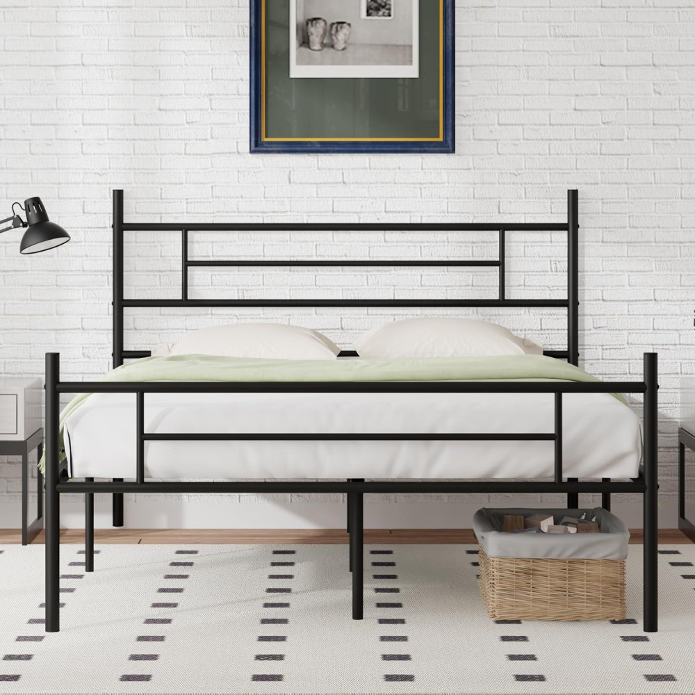 Novilla Queen Size Bed Frame With Headboard And Footboard 14 Inch Metal Platform Bed Frame Under Bed Storage Strong Metal Sla