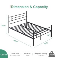 Novilla Queen Size Bed Frame With Headboard And Footboard 14 Inch Metal Platform Bed Frame Under Bed Storage Strong Metal Sla