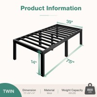 Novilla Twin Bed Frame 14 Inch Metal Platform Bed Frame Twin Size With Storage Space Under Bed Heavy Duty Steel Slat Support