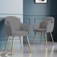Ifast Velvet Dining Chairs Set Of 2 Upholstered Accent Chairs Side Chair With Metal Legs For Living Room,Dining Room, Bedroom, Kitchen, Restaurant,Grey