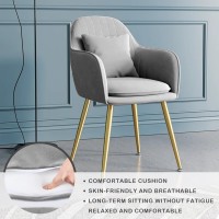 Ifast Velvet Dining Chairs Set Of 2 Upholstered Accent Chairs Side Chair With Metal Legs For Living Room,Dining Room, Bedroom, Kitchen, Restaurant,Grey