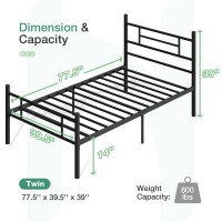 Novilla Twin Bed Frame With Headboard And Footboard 14 Inch Metal Platform Bed Frame Under Bed Storage Strong Metal Slats Sup