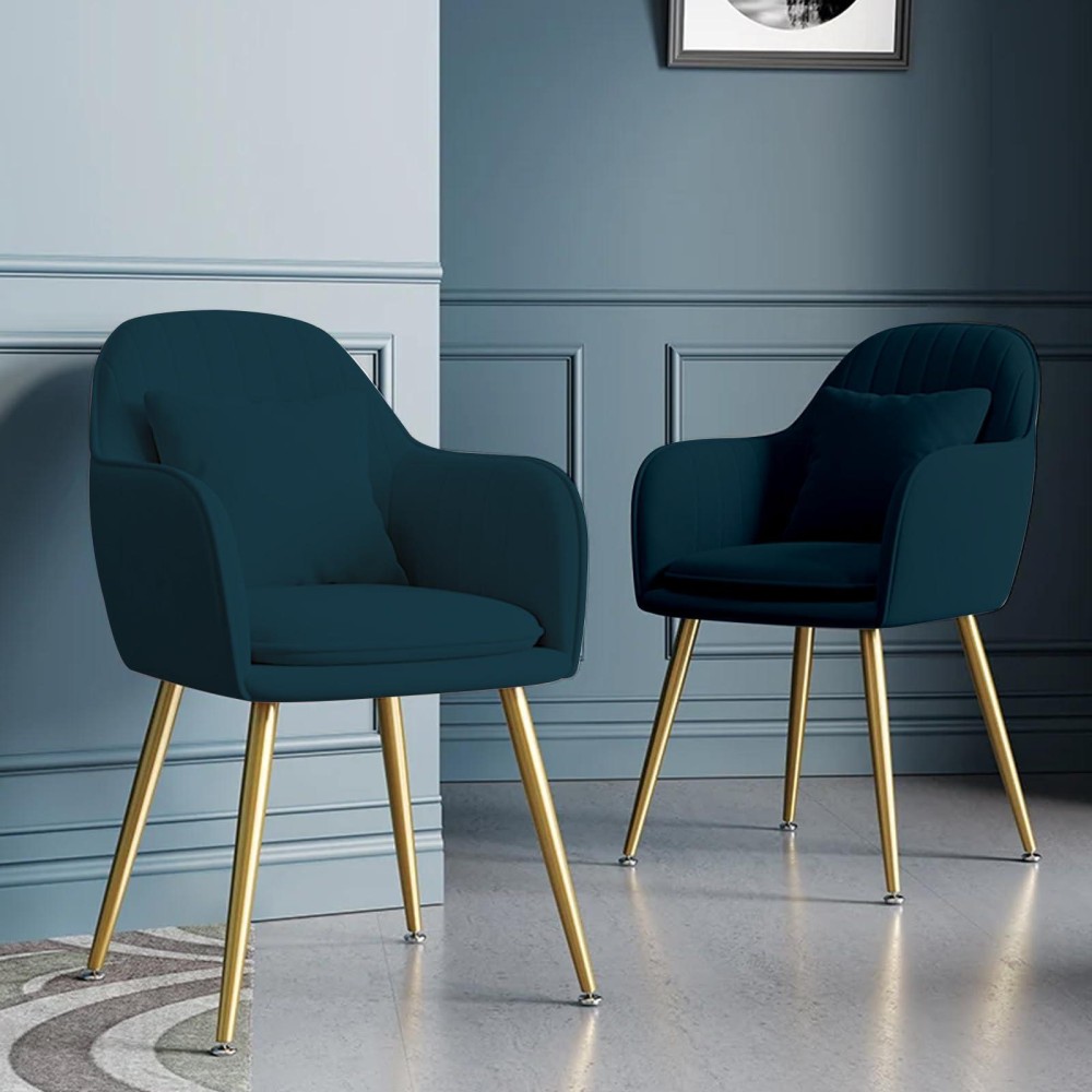 Ifast Velvet Dining Chairs Set Of 2 Upholstered Accent Chairs Side Chair With Metal Legs For Living Room,Dining Room, Bedroom, Kitchen, Restaurant,Teal