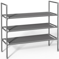 Sakugi Shoe Rack With Nonwoven Fabric Xlarge Shoe Organizer 3Tier Shoe Storage Rack Sturdy Shoe Rack For Closet Garage