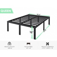 Qeromy Queen Bed Frame 18 In Sturdy Platform Bed Frame Queen Size Heavy Duty Metal Bed Frame No Box Spring Needed Quick Ea