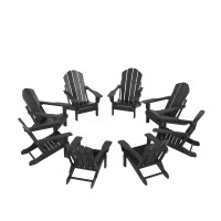 Westintrends Outdoor Adirondack Chairs Set Of 8 Plastic Fire Pit Chair Weather Resistant Folding Patio Lawn Chair For Outside