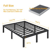 Shland Full Size Bed Frame 14 Inch Heavy Duty Metal Platform Bed Frame No Box Spring Needed Storage Space No Noise Easy Asse