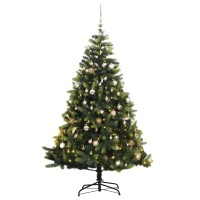 vidaXL Artificial Hinged Christmas Tree 300 LEDs & Ball Set 82.7