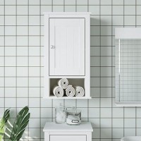 Vidaxl Berg Bathroom Wall Cabinet In Solid Pine Wood - Elegant White Wall-Mounted Storage Cabinet With Door And Shelves