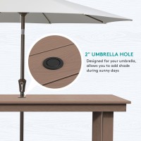 Serwall Patio Dining Table Sets 5Piece Outdoor Hdpe Dining Furniture Set With Umbrella Hole Cutout Table And 4 Chairs All We