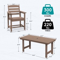 Serwall Patio Dining Table Sets 5Piece Outdoor Hdpe Dining Furniture Set With Umbrella Hole Cutout Table And 4 Chairs All We