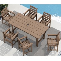 Serwall 7Piece Patio Dining Table Sets Outdoor Hdpe Dining Furniture Set With Umbrella Hole Cutout Table And 6 Chairs All We