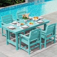 Serwall Patio Dining Table Sets 5Piece Outdoor Hdpe Dining Furniture Set With Umbrella Hole Cutout Table And 4 Chairs All We