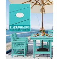 Serwall Patio Dining Table Sets 5Piece Outdoor Hdpe Dining Furniture Set With Umbrella Hole Cutout Table And 4 Chairs All We