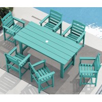 Serwall 7Piece Patio Dining Table Sets Outdoor Hdpe Dining Furniture Set With Umbrella Hole Cutout Table And 6 Chairs All We