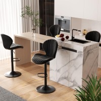 Nalupatio Bar Stools Set Of 4 Modern Swivel Bar Chairs Barstools Counter Height With High Backrest Easy 35 Minute Assembly Fo