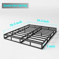 Hueiis Queen Box Spring 5 Inch Low Profile Strong Metal Frame Mattress Foundation Quiet Noisefree Easy Assembly 3000Lbs Max W