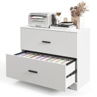 Giantex Office File Cabinet 2 Drawer - Lateral Filing Cabinet W/Anti-Toppling Device, Hanging Bars, Home Office Furniture For Hanging File Folders A4/Letter/Legal Size, File Storage Cabinet (White)