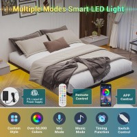 Hasuit Floating Bed Frame Queen Size With Led Lights Metal Platform Queen Bed No Box Spring Needed Easy To Assemble Queen