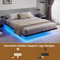 Hasuit Floating Bed Frame Queen Size With Led Lights Metal Platform Queen Bed No Box Spring Needed Easy To Assemble Queen