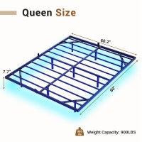 Hasuit Floating Bed Frame Queen Size With Led Lights Metal Platform Queen Bed No Box Spring Needed Easy To Assemble Queen