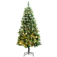 vidaXL Artificial Hinged Christmas Tree 300 LEDs & Ball Set 82.7