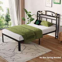 Osaset Twin Bed Frame Twin Bed Frame With Headboard And Usb Type C Charging Station Heavy Duty Metal Bed Frame No Box Sprin