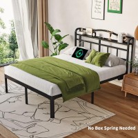 Osaset King Bed Frame King Bed Frame With Headboard And Usb Type C Charging Station Heavy Duty Metal Bed Frame No Box Sprin